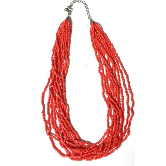 Orange Seed Bead Multistrand Necklace Costume Jewelry Fall Halloween Party - Picture 14 of 14